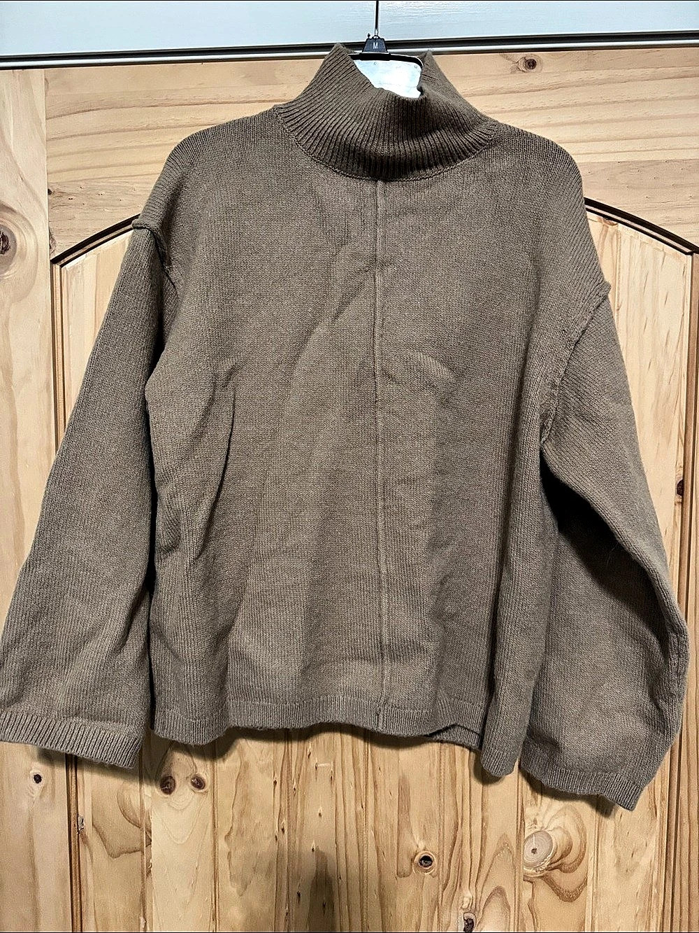 H&M Medium Oversized Rib-Knit Mock Turtleneck Sweater Brown Turtleneck Sweater